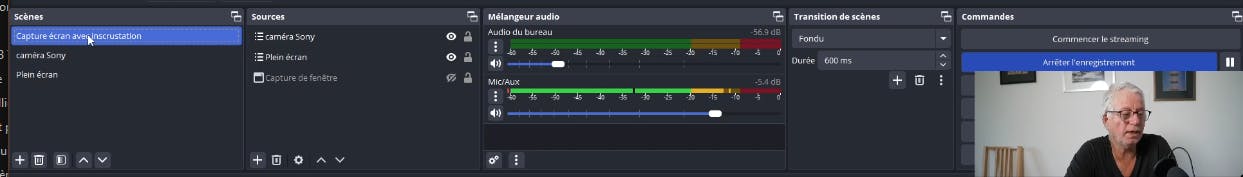 Réglage des Scènes et Sources d'Obs Studio