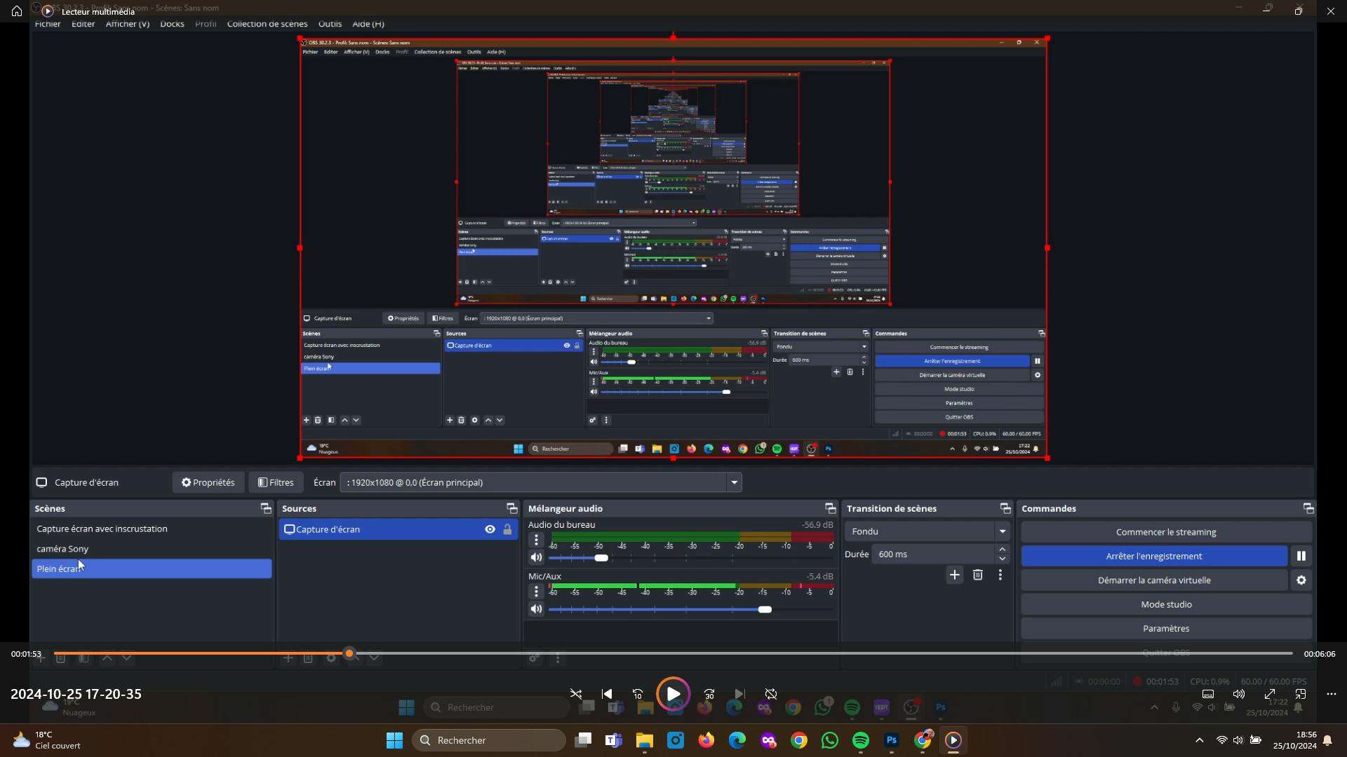 Enregistrement OBS plein écran