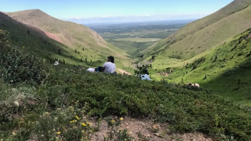 People sitting on a hillside