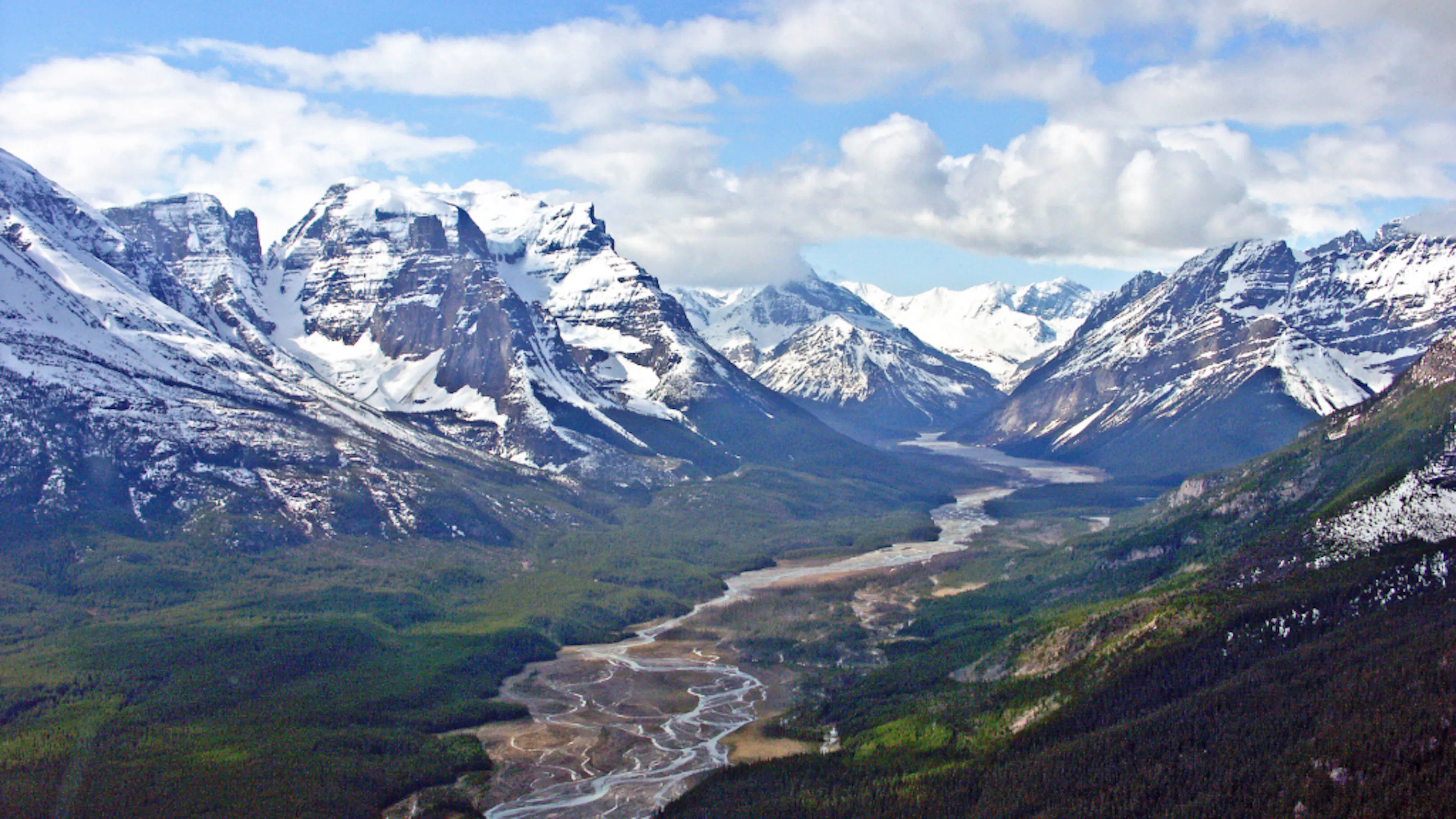 Bird's eye view looking at the Athabasca River