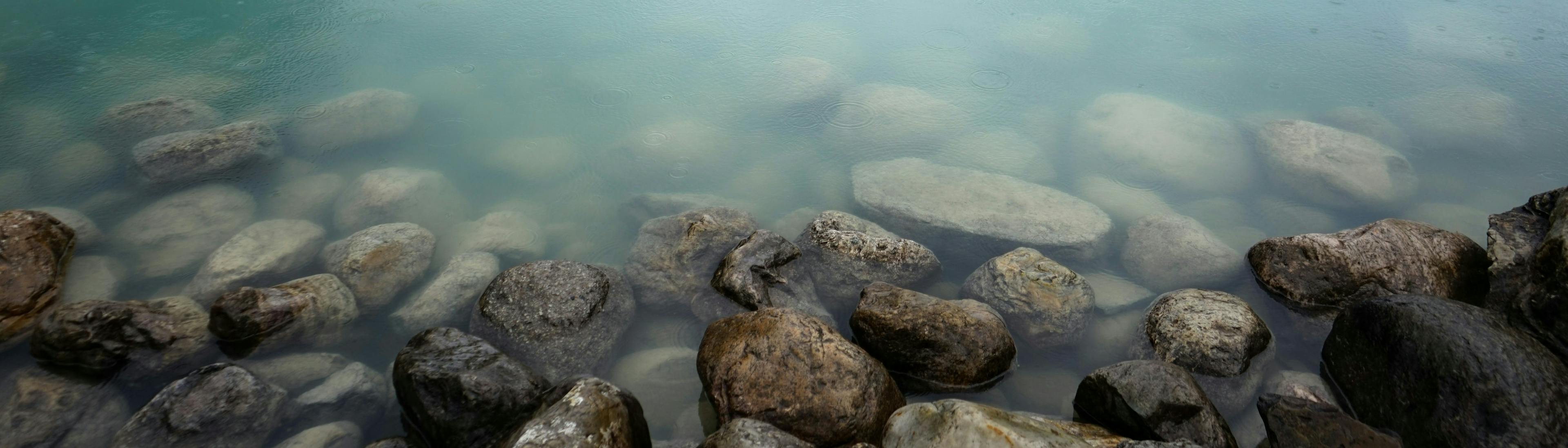 Close up of rocks in a lake