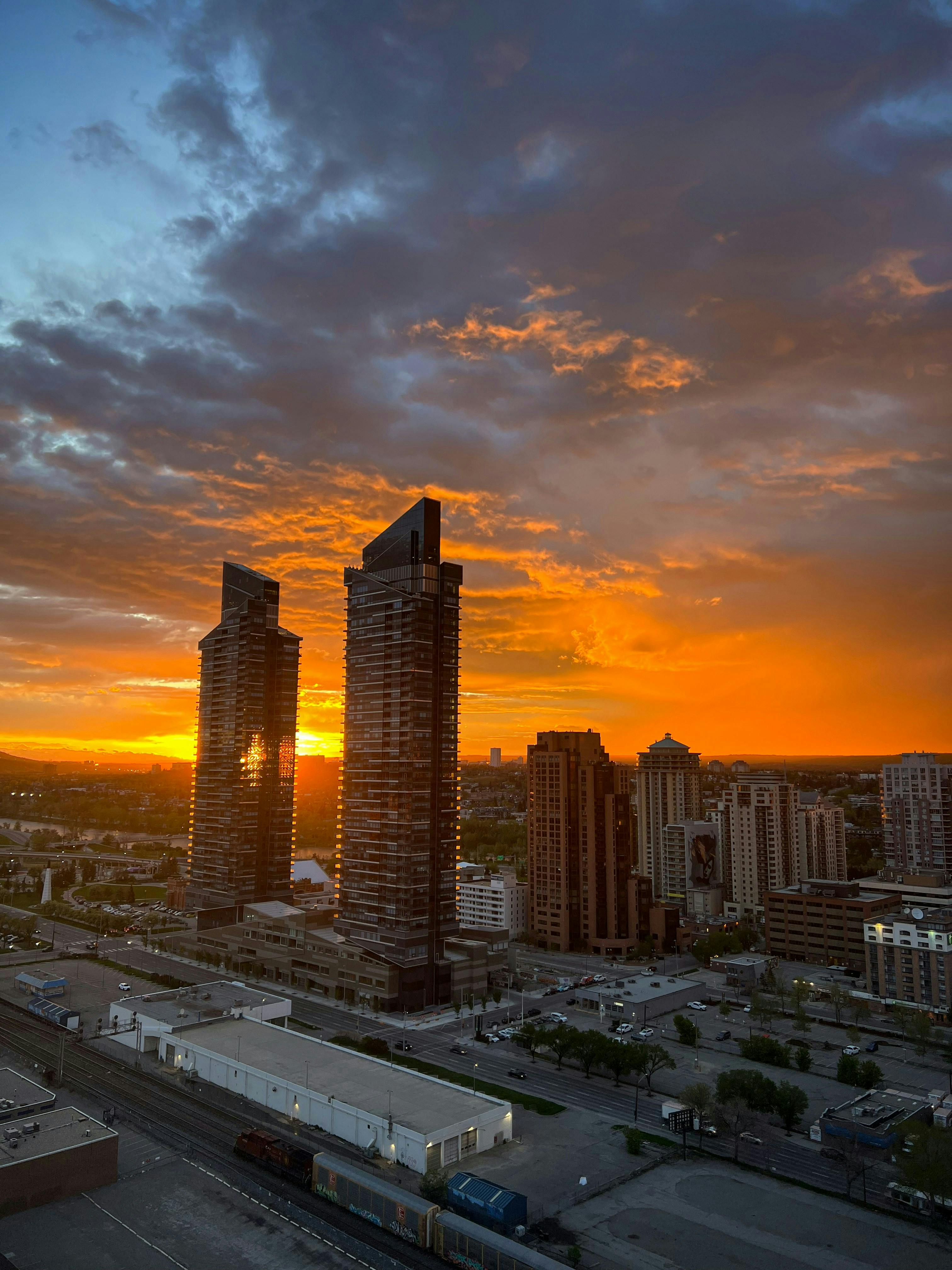 Sunset skyline in Calgary.