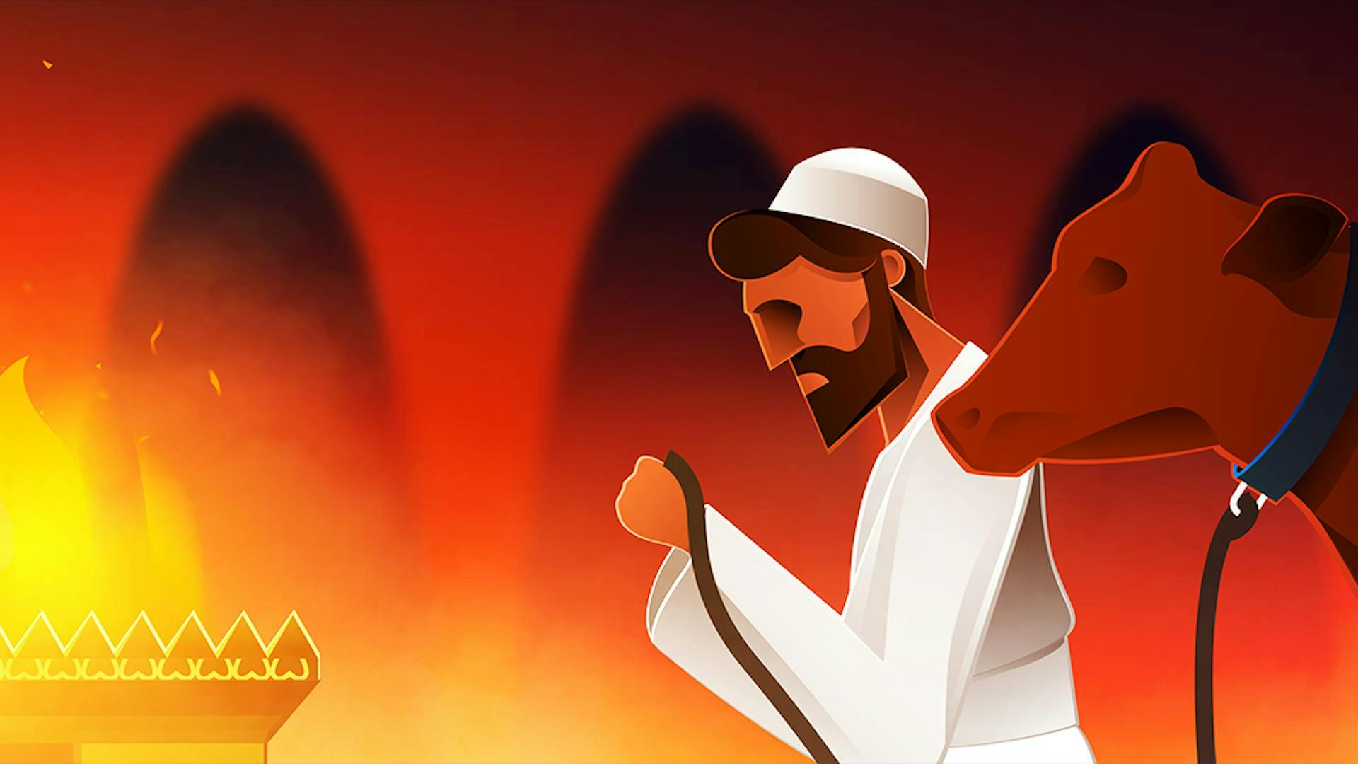 Man bringing sacrifice to the alter