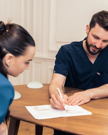 Explication et schéma explicatif d'un Lifting du sein par le Dr. Alexandre Mertens
