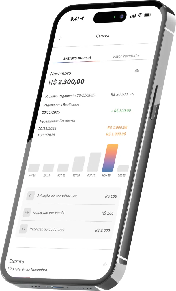Imagem de um celular exibindo o aplicativo mobile da Alexandria