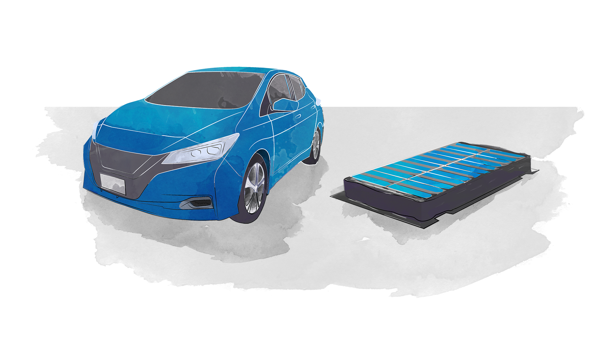 An EV with battery separated out