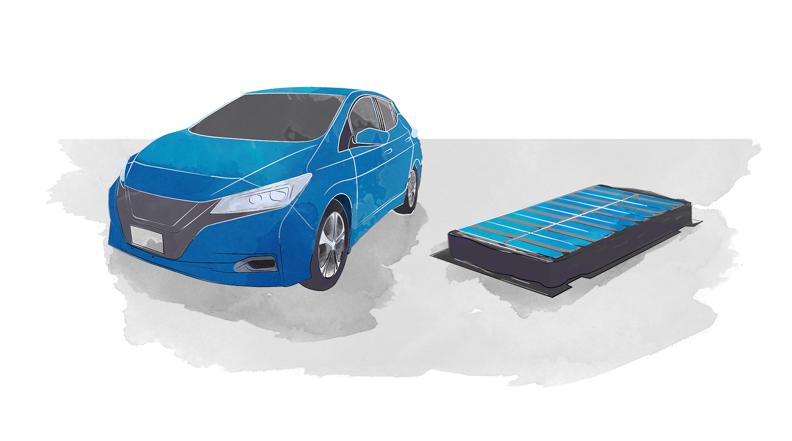 An EV with battery separated out