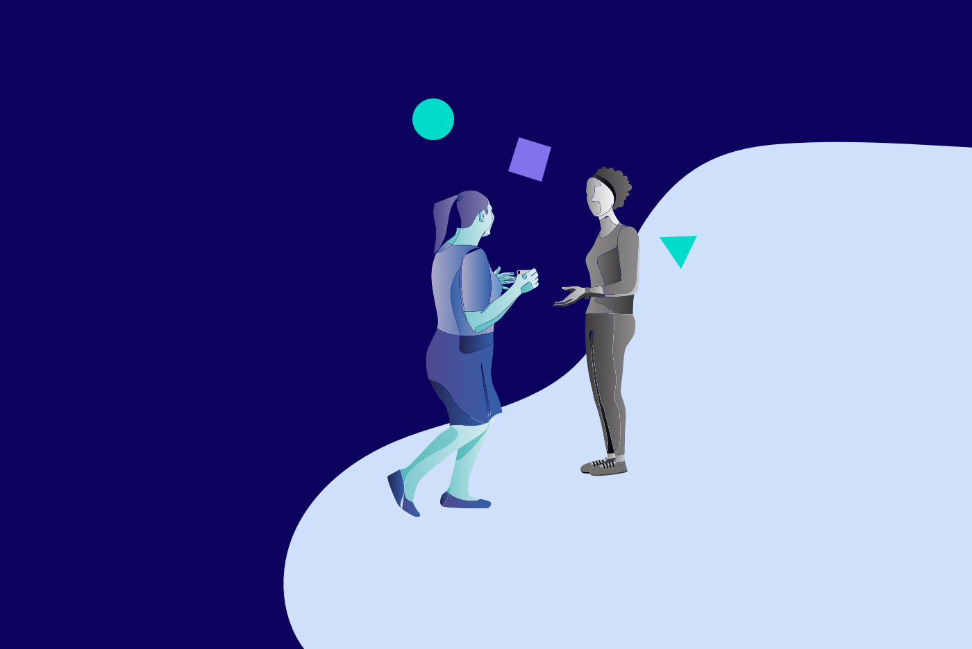 Illustration of two people talking