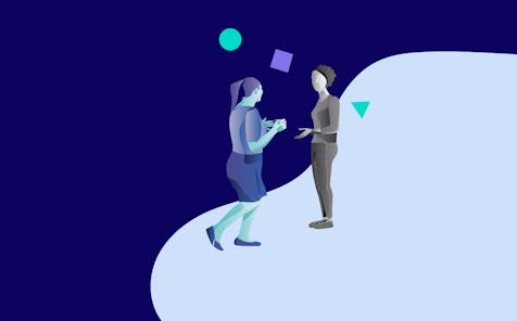 Illustration of two people talking