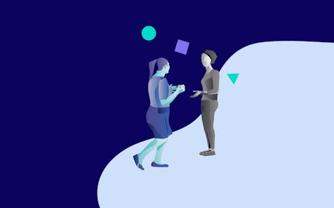 Illustration of two people talking