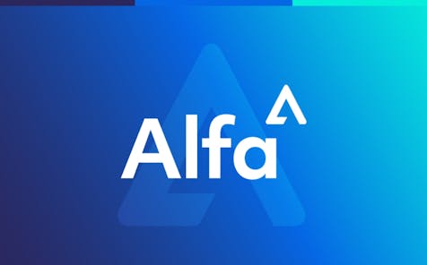 Alfa Logo on Blue Gradient