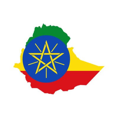 Map and flag of Ethiopia 