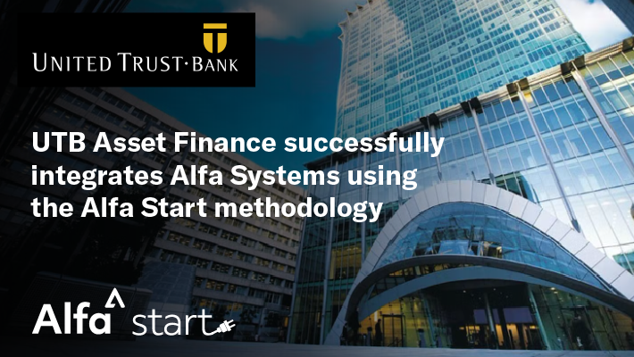 graphic showing UTB's head office overlaid with UTB and Alfa Start logos