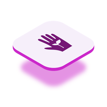 icon for sustainability, showing a hand holding a leaf