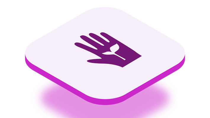 icon for sustainability, showing a hand holding a leaf