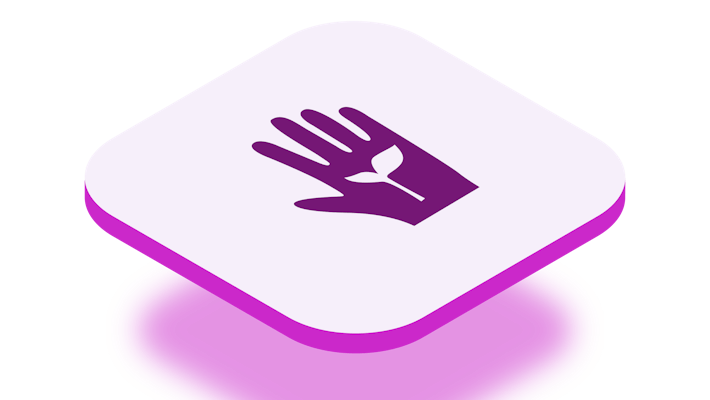 icon for sustainability, showing a hand holding a leaf