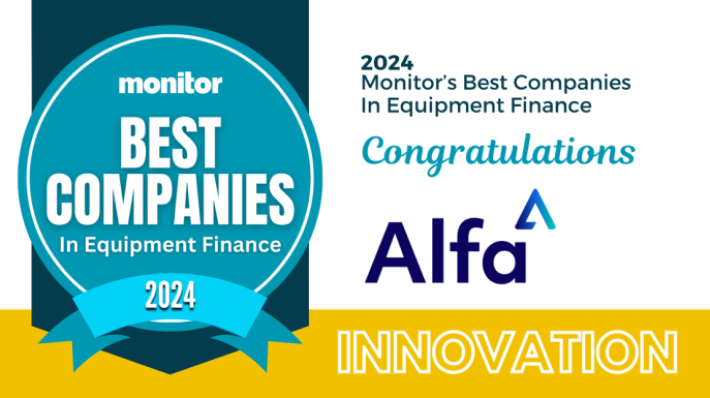 Alfa awarded Monitor Best Company in Equipment Finance 2024 for Innovation