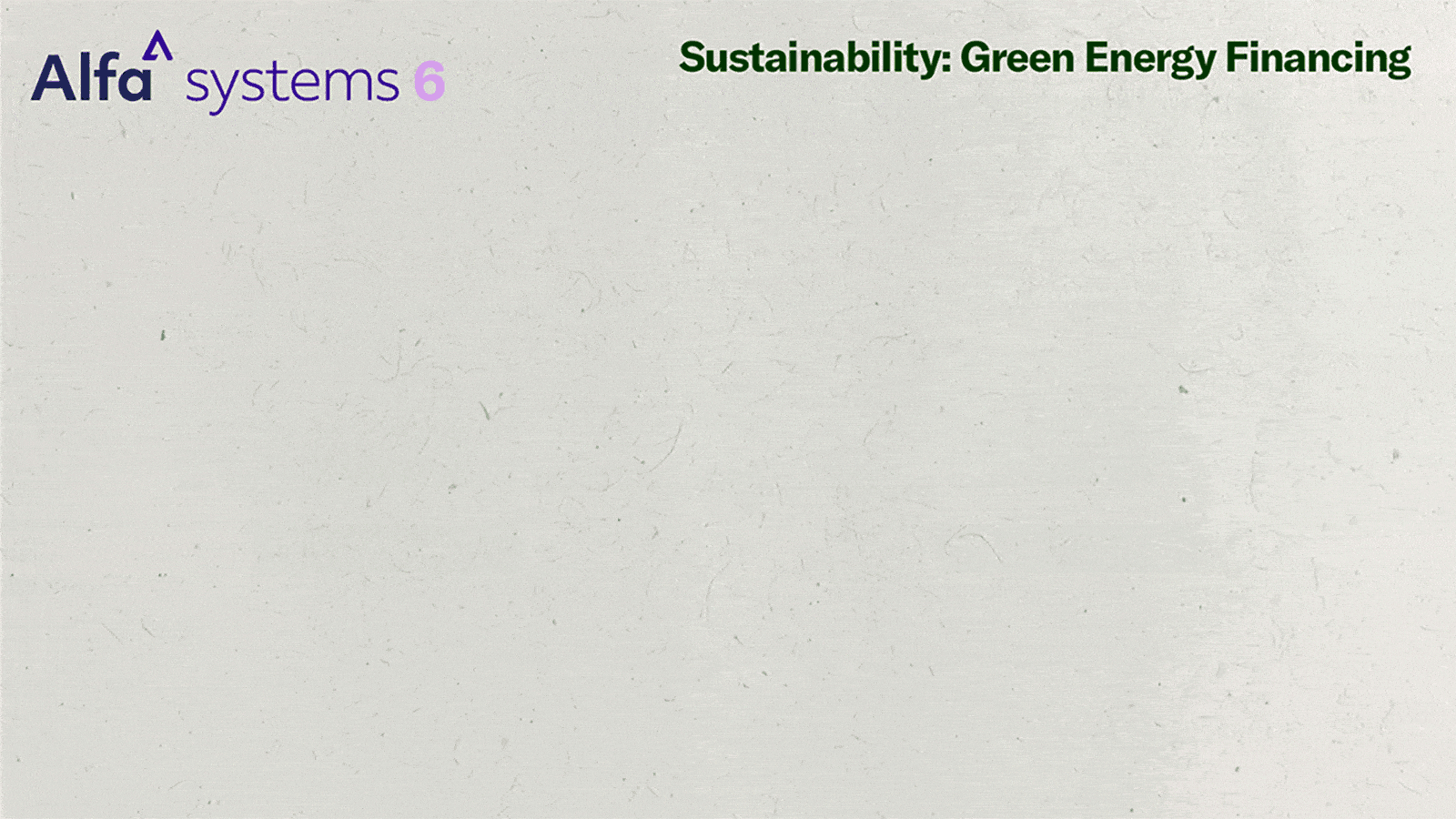 A representation of how Alfa Systems 6 satisfies green energy financing requirements