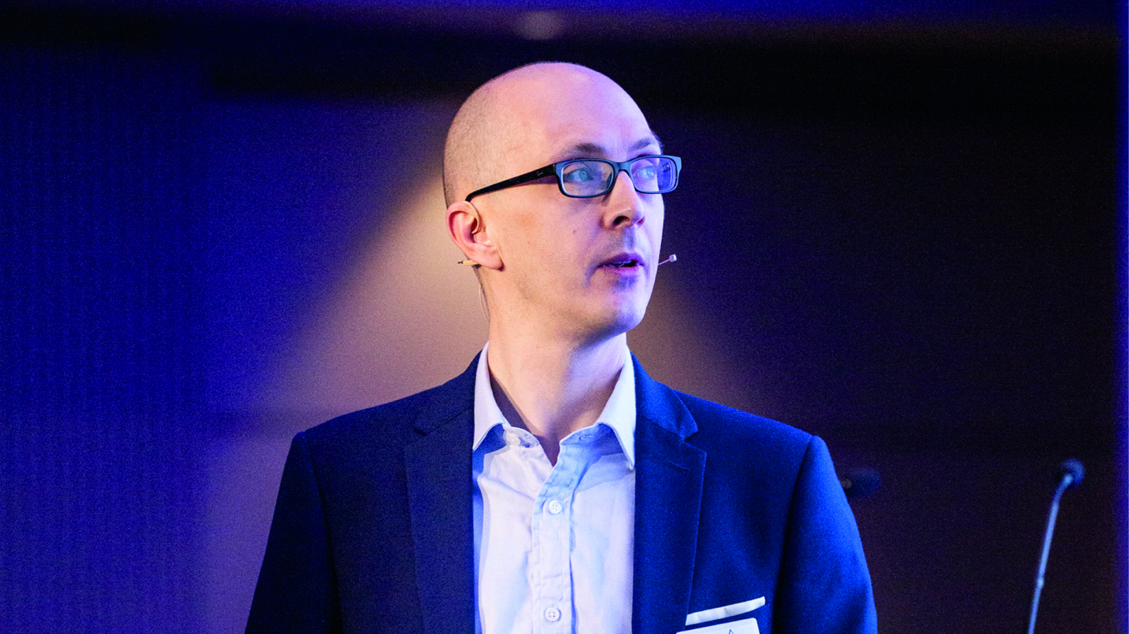 Andrew Flegg giving a Keynote presentation