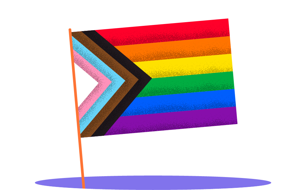 Colourful illustration of the LGBTQ flag