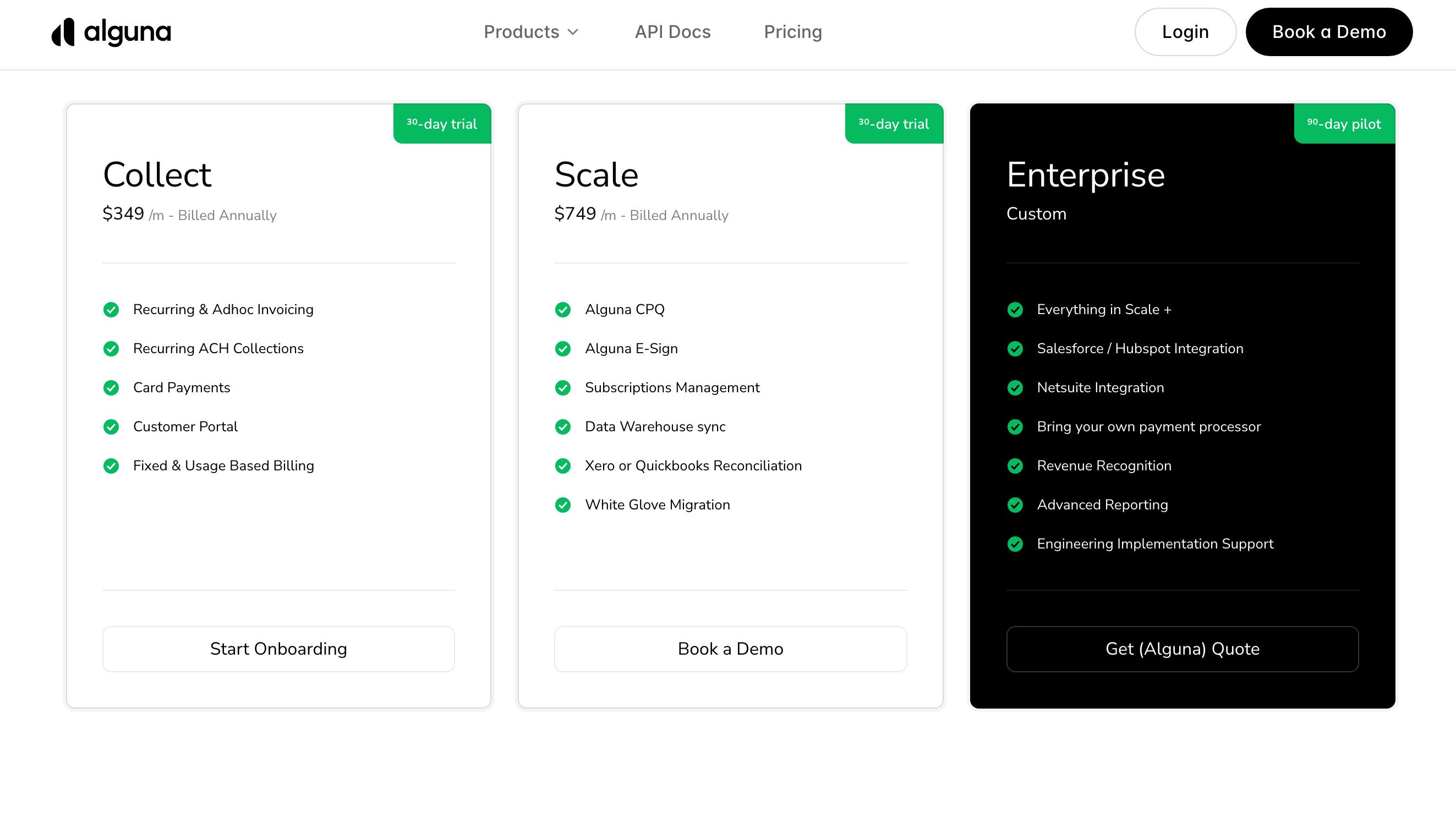 No code pricing pages