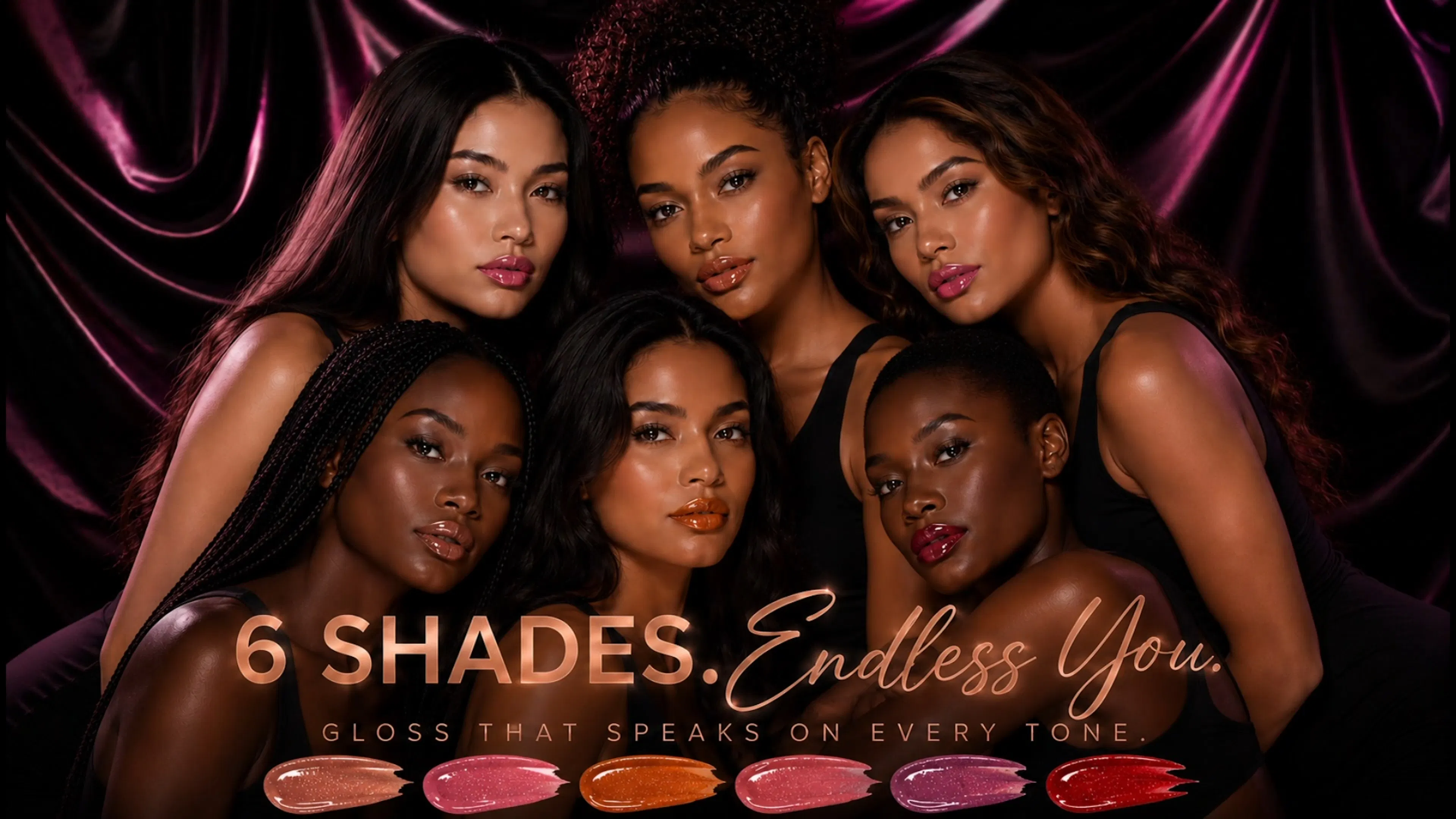 Different shades of models in a pose together