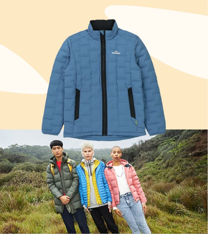 Three people wearing kathmandu jacket