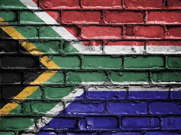 wall painted like south africa flag