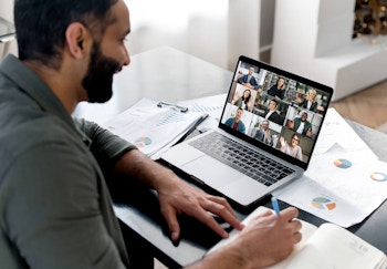 Entrepreneur on a team call