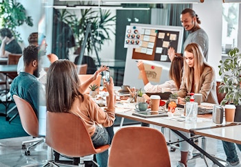 a group of people coworking