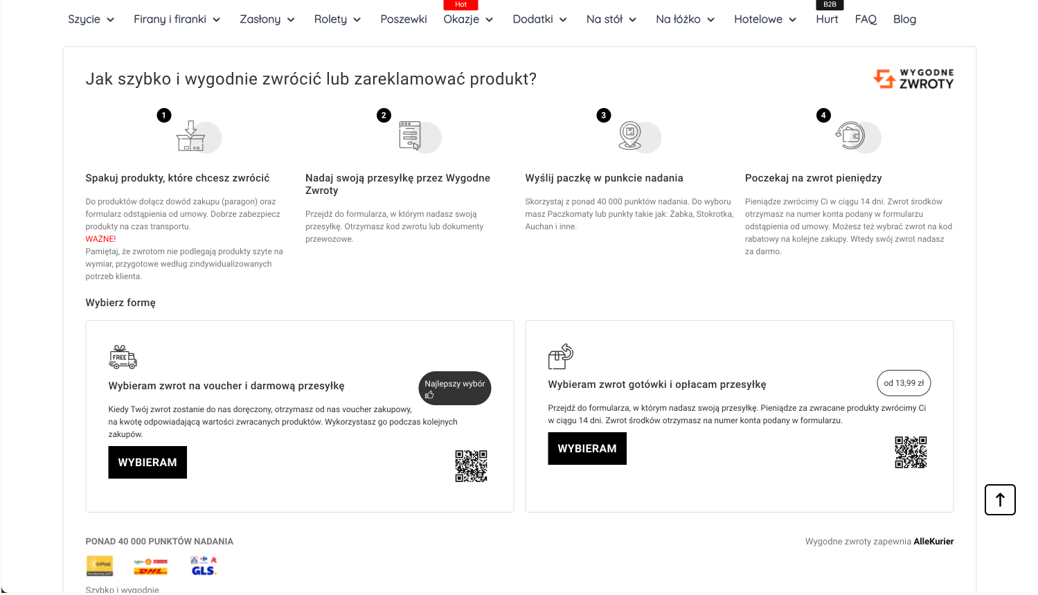 Alena-Firany.pl - zwrot na voucher i darmowa przesyłka