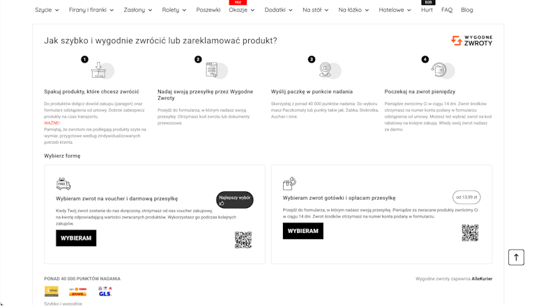 Alena-Firany.pl - zwrot na voucher i darmowa przesyłka