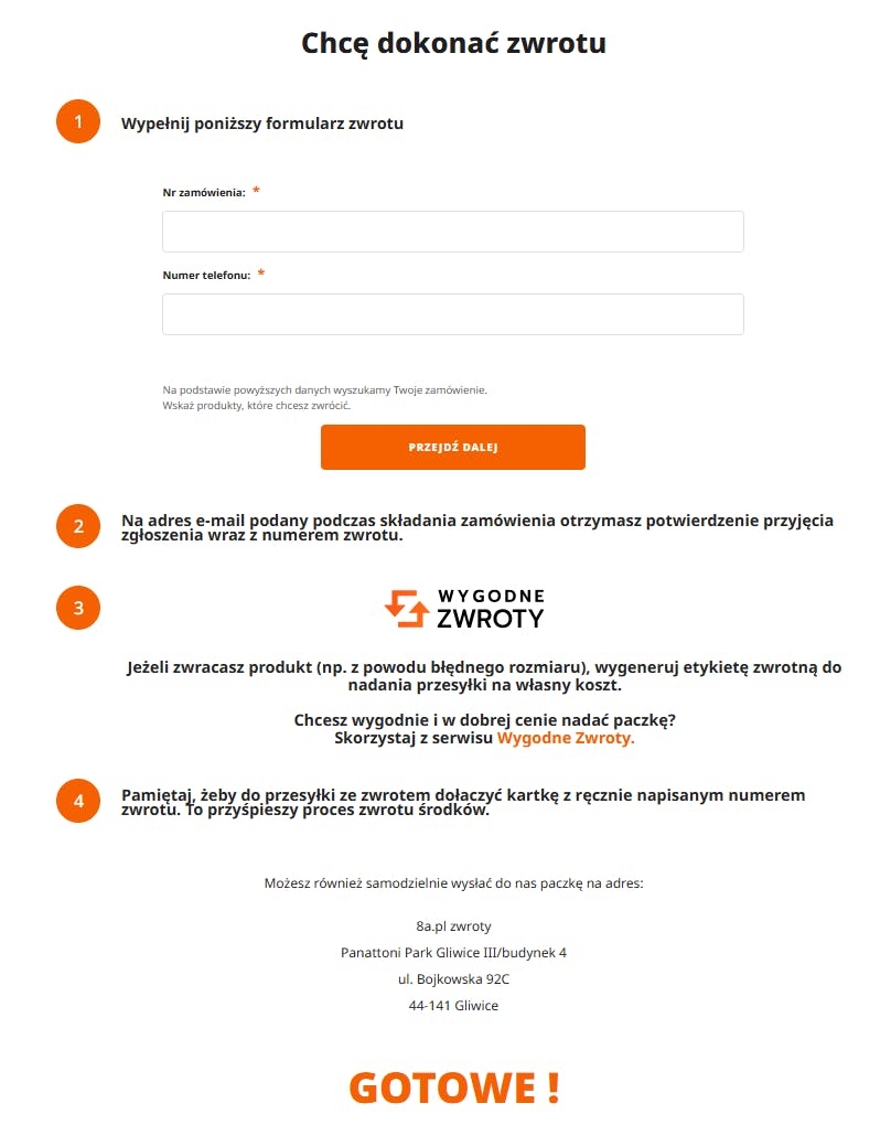 8a - zwrot towaru