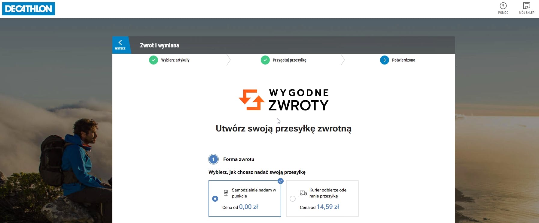 Zintegrowany formularz zwrotu towaru (Wygodne Zwroty - Decathlon)