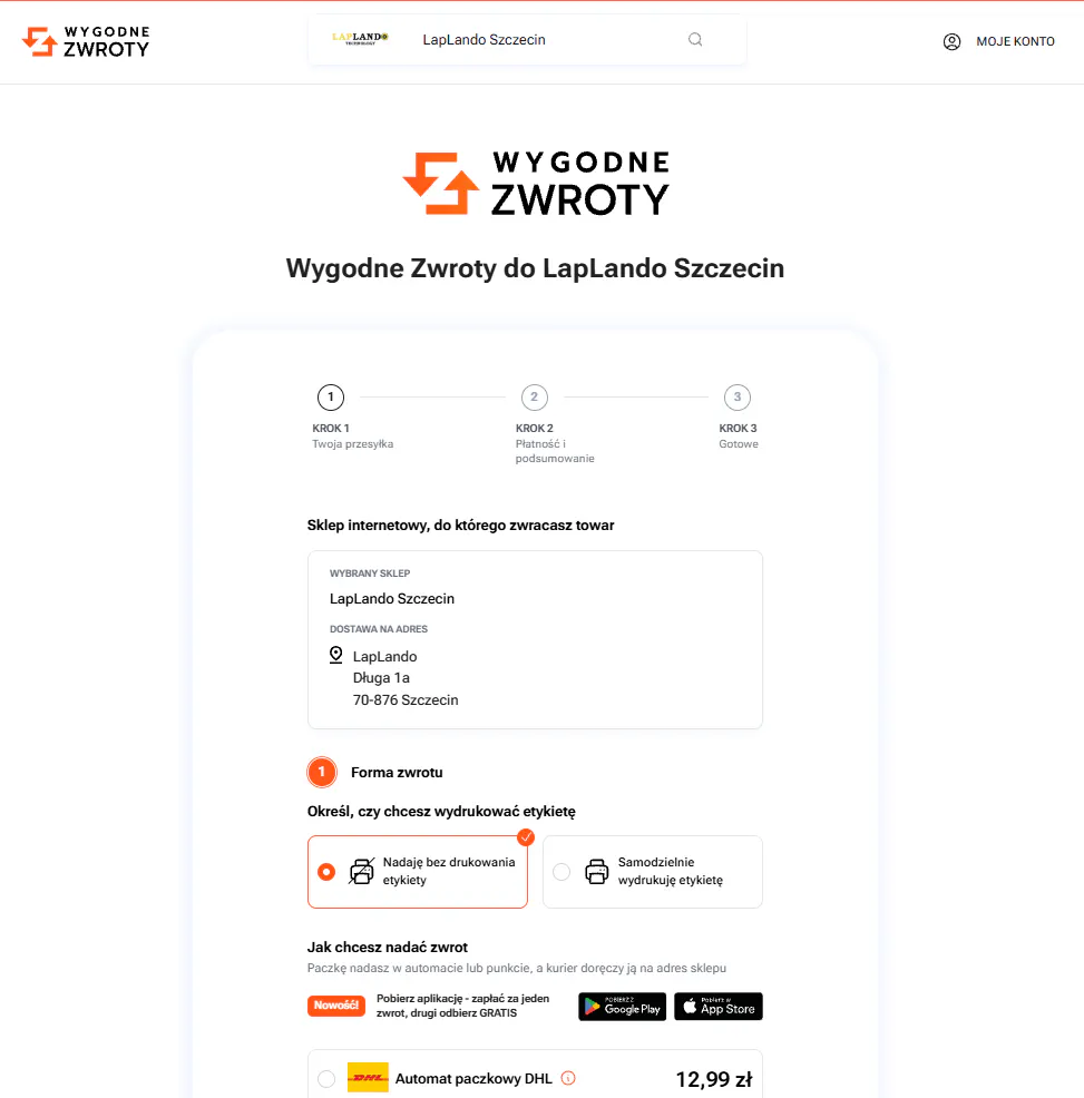 Wygodne Zwroty - Lap Lando (formularz zwrotu) - cz. 1
