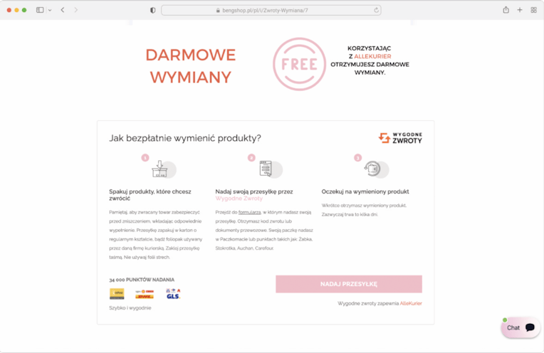 Bengshop.pl - zwrot lub wymiana towaru (do wyboru)