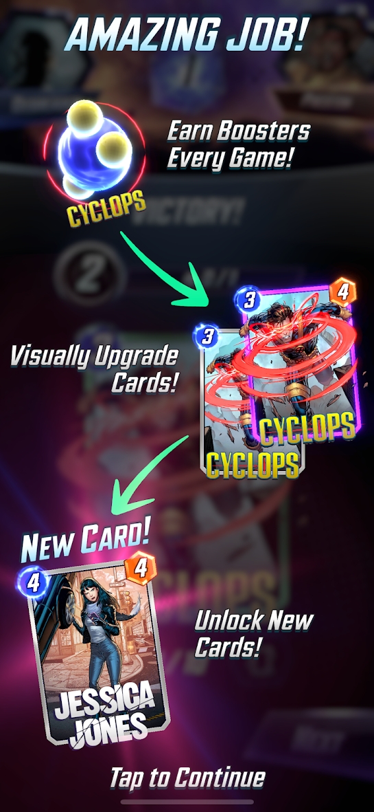 In-game Explanation of progression in Marvel Snap