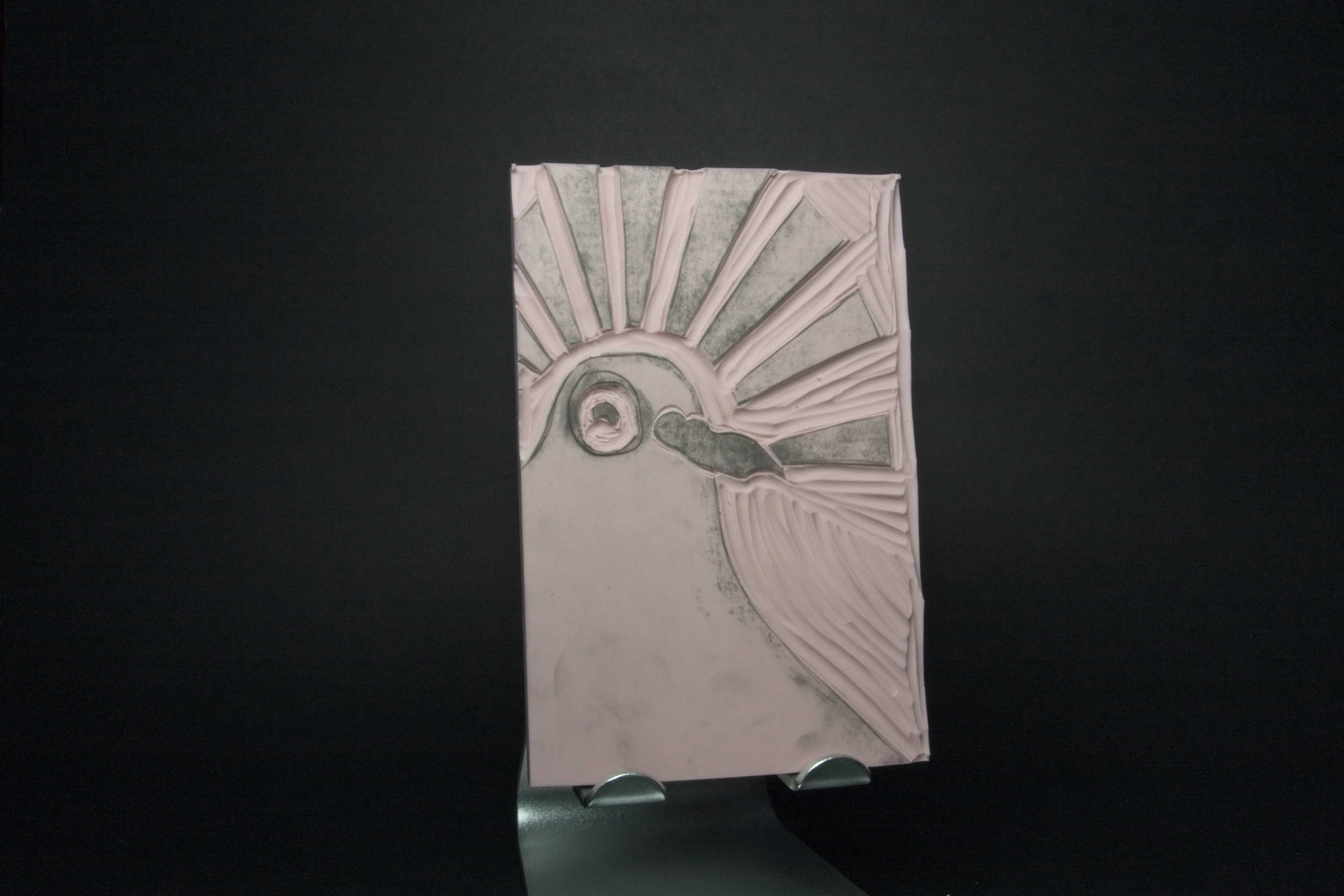 A seagull with rays coming out of its head