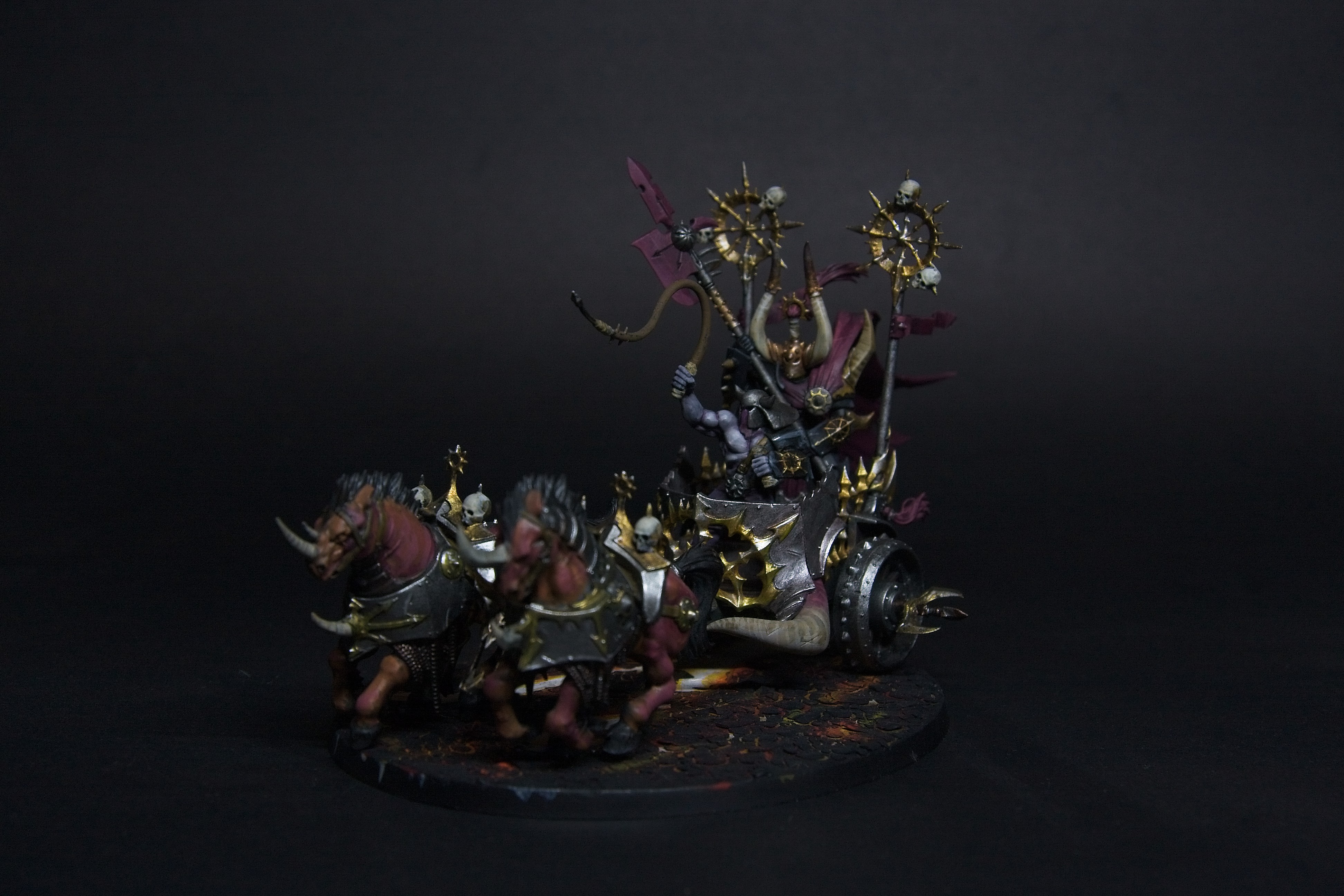 A chaos chariot with two demonic steeds leading the charge.
