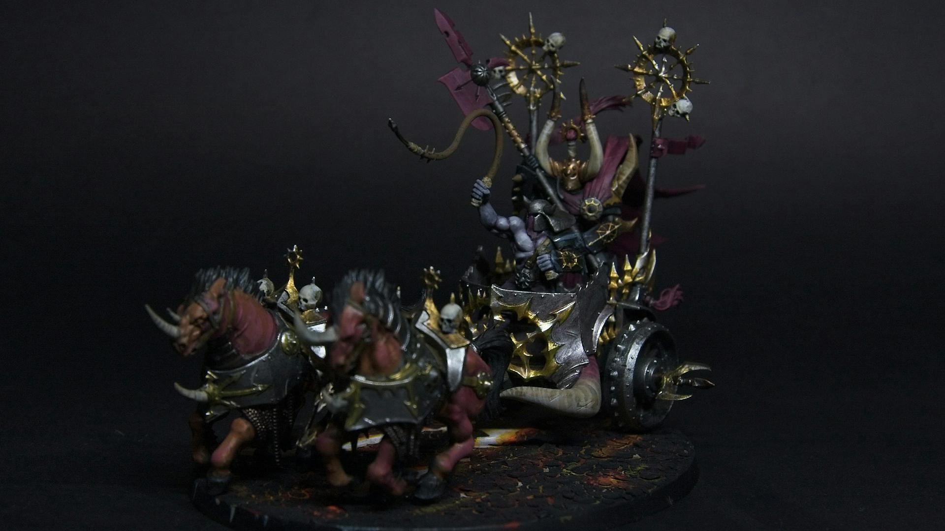 A chaos chariot with two demonic steeds leading the charge.