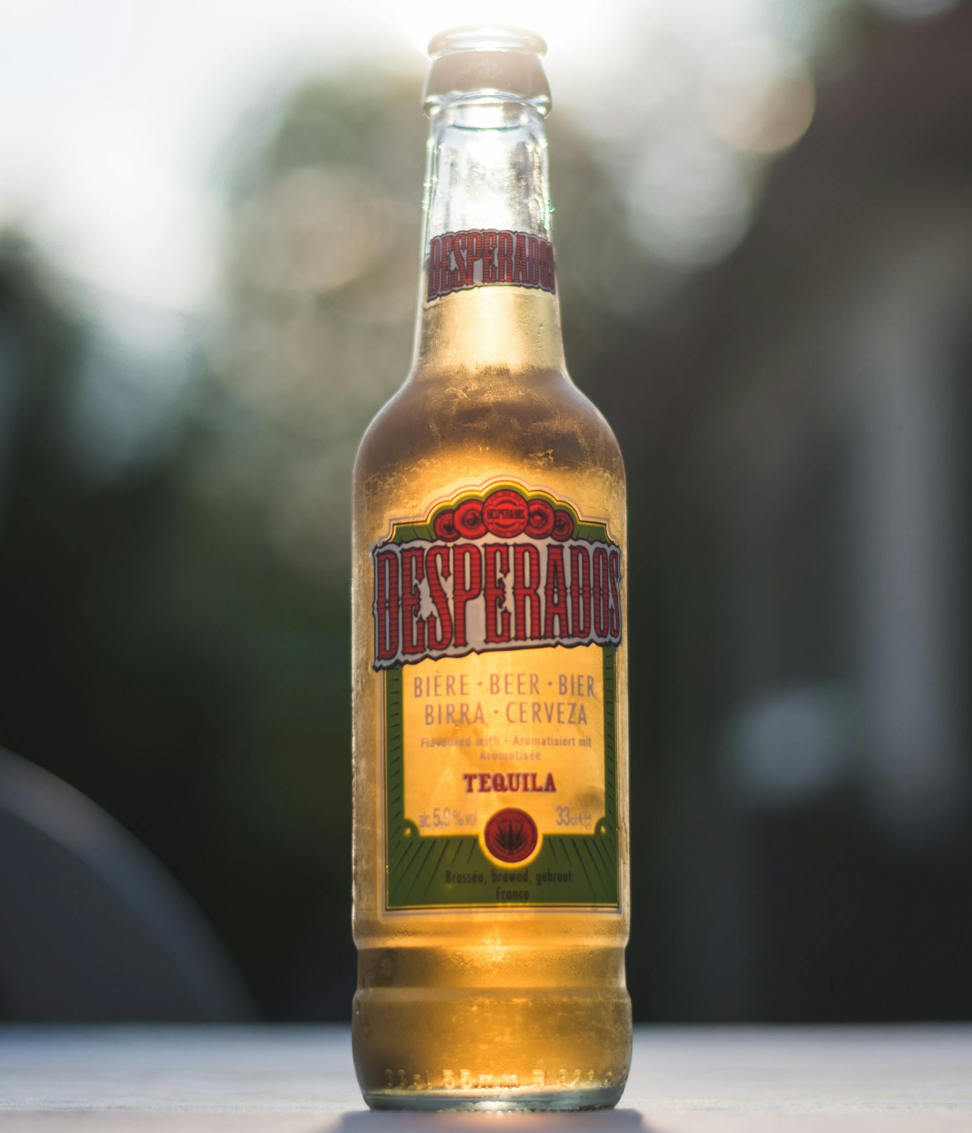 Bottle of Desperados on table