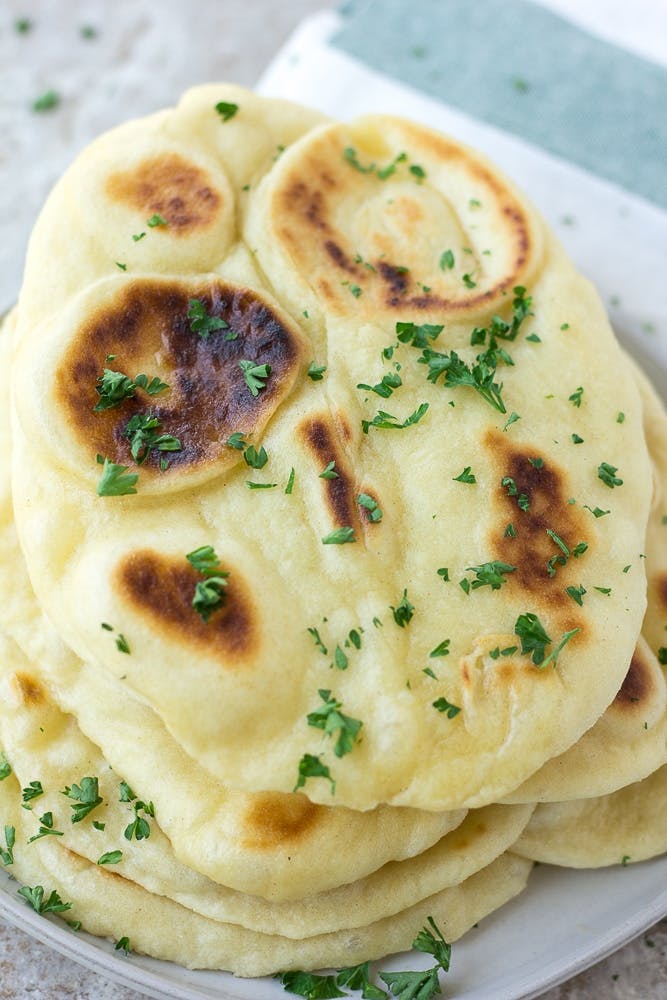 vegan naan bread stack