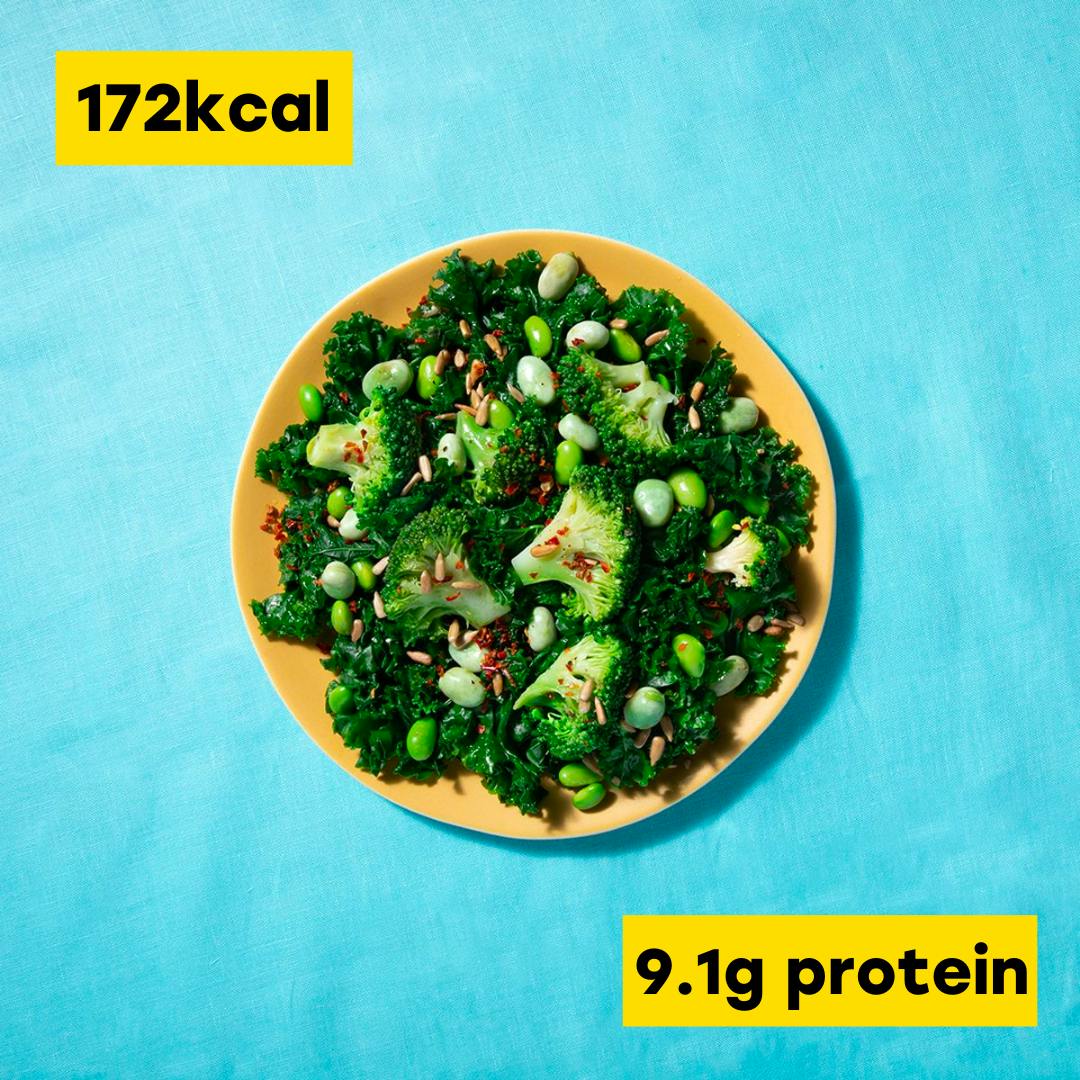 garlic + chilli greens - 172kcal, 9.1g protein
