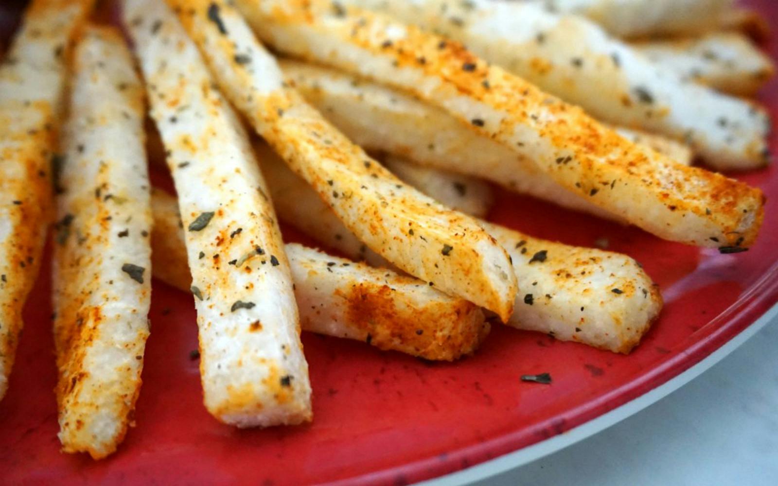 Raw jicama fries