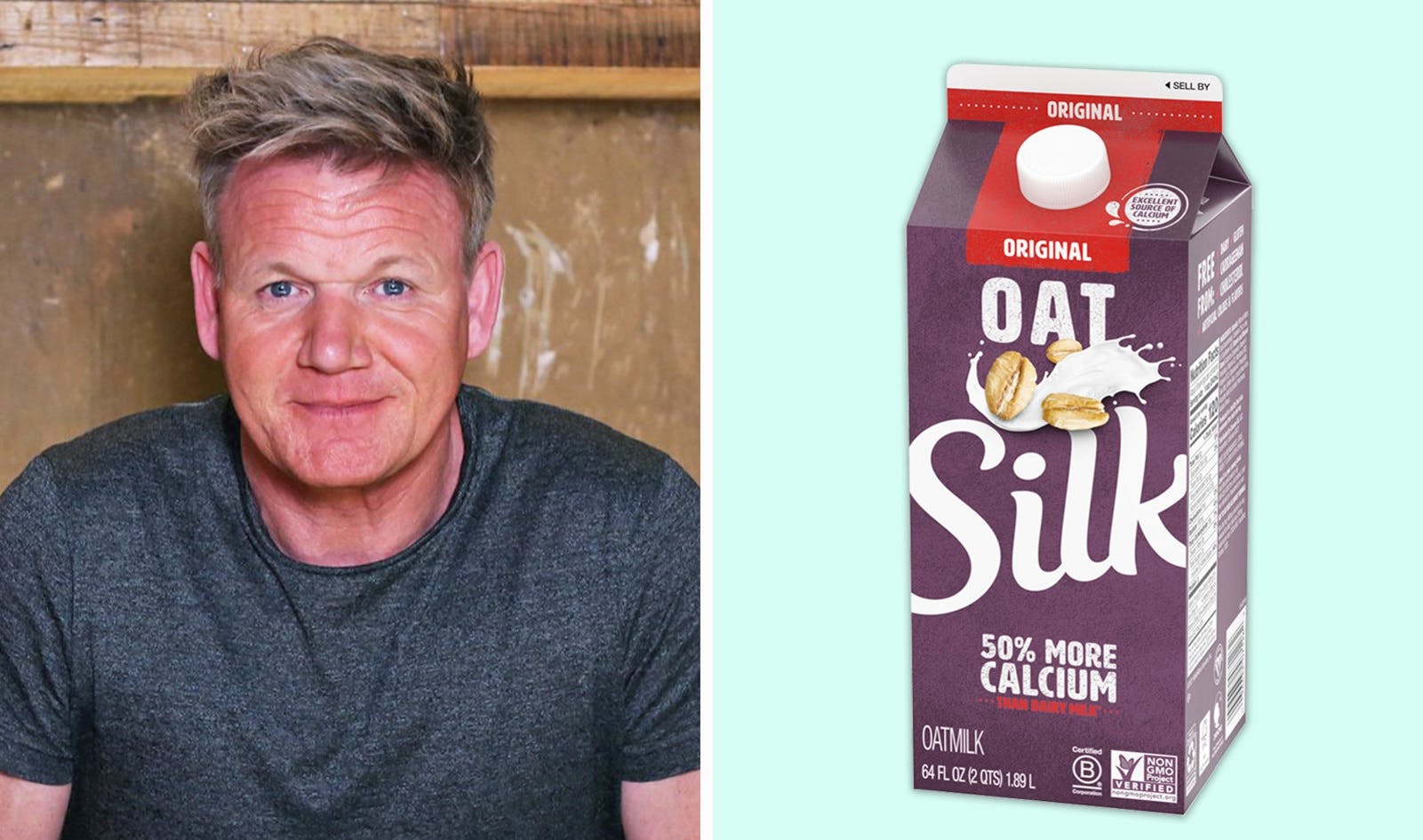ramsay and plant milk side by side