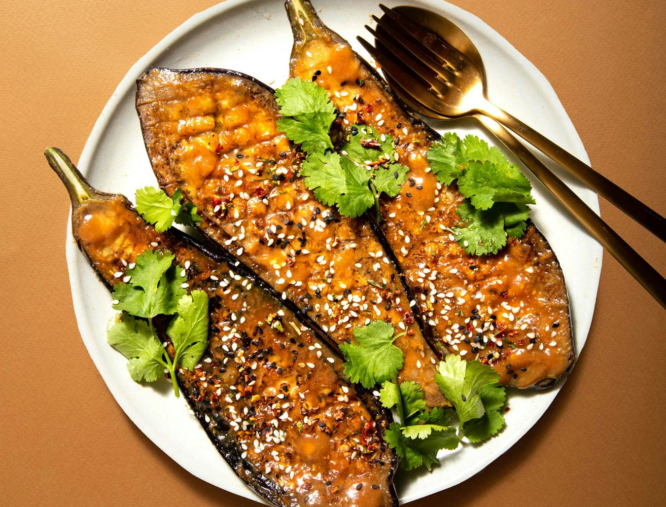 miso glazed aubergines