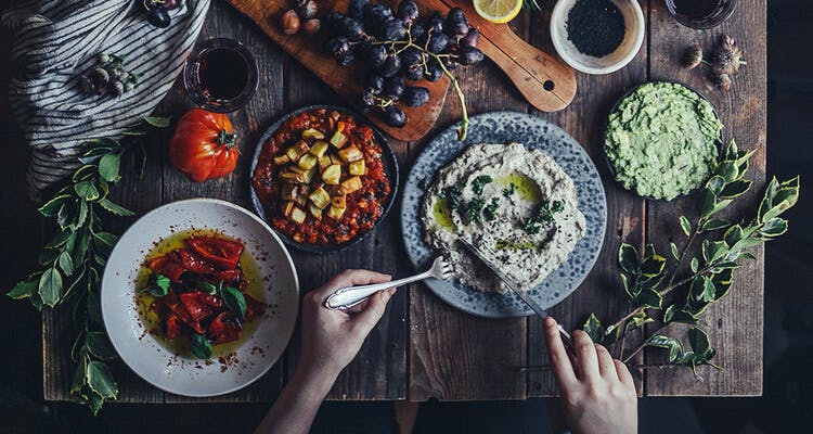 Table full of food 