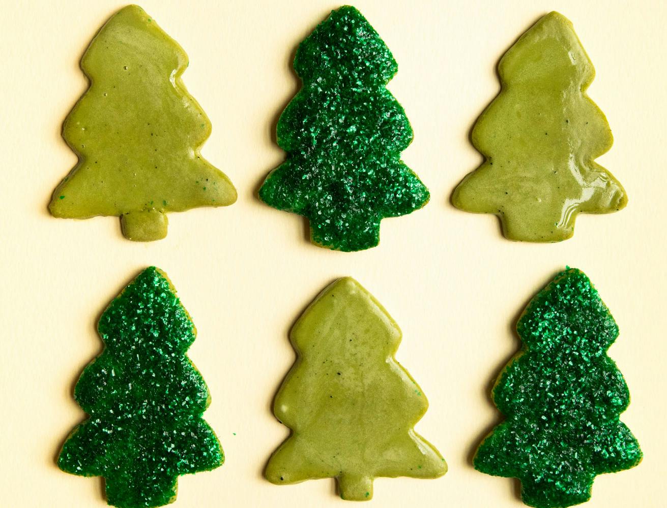 matcha christmas tree cookies