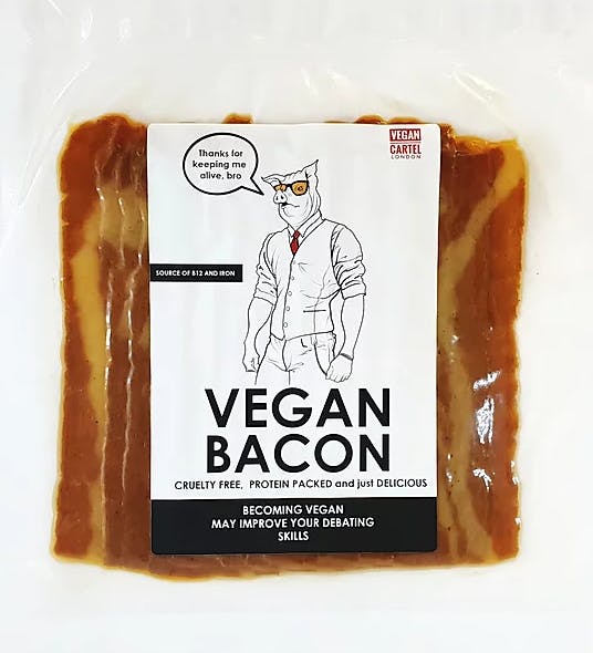 vegan bacon in a packet