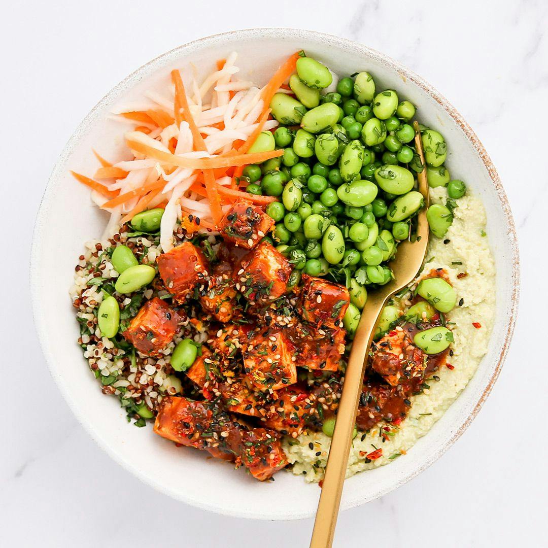 miso and tamari tofu bowl